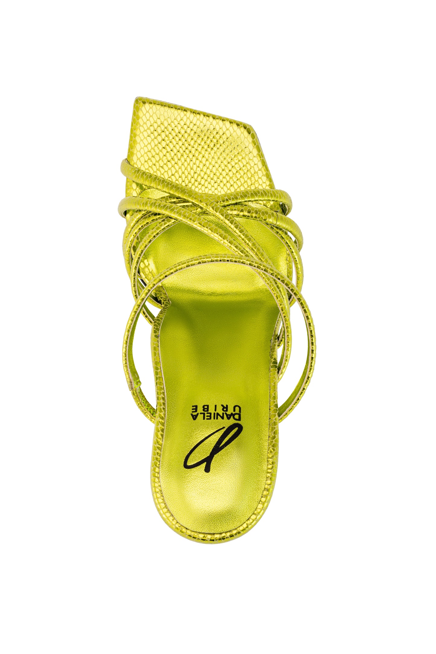 Italian made metallic lime green strappy sandal